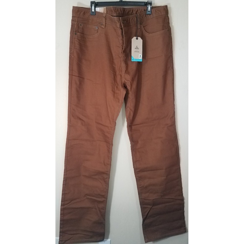 Prana Bridger Jeans Men 42x36‎ Slim Fit Straight Denim Organic Sepia Brown NEW